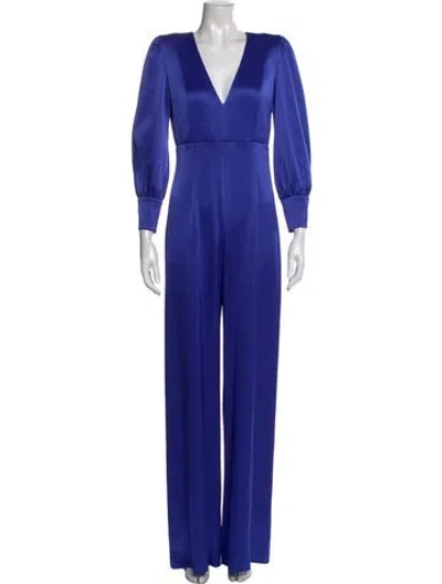 Pre-owned Alice And Olivia V-neck Jumpsuit In Blue