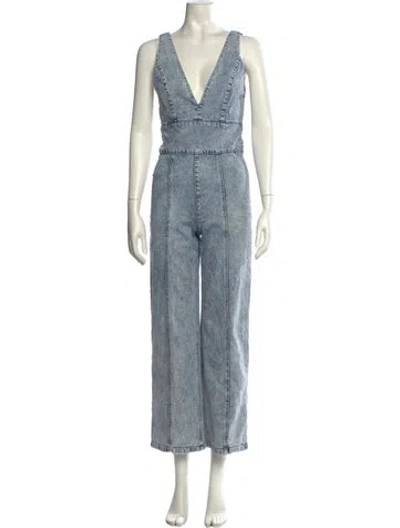 Pre-owned Alice And Olivia V-neck Jumpsuit In Blue