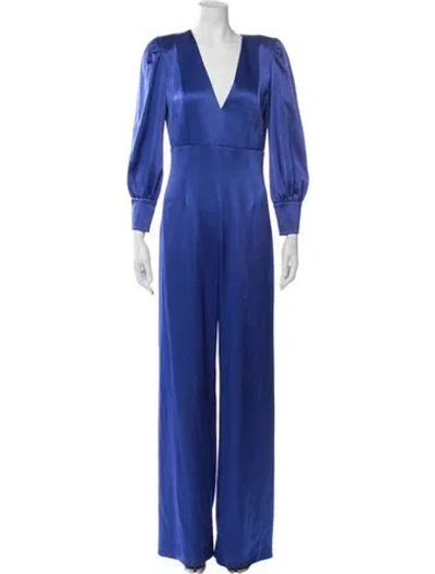 Pre-owned Alice And Olivia V-neck Jumpsuit In Blue