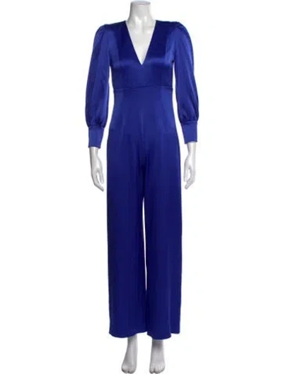 Pre-owned Alice And Olivia V-neck Jumpsuit In Blue