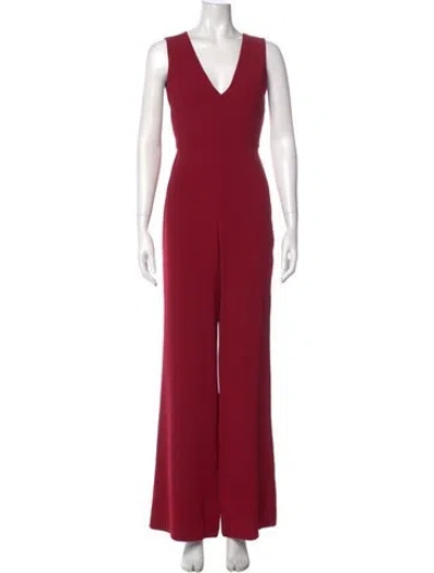 Pre-owned Alice And Olivia V-neck Jumpsuit In Burgundy