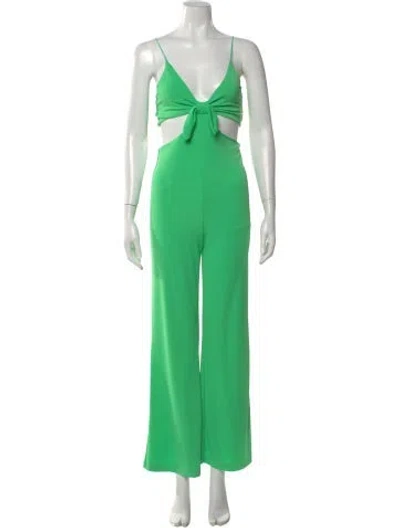 Pre-owned Alice And Olivia V-neck Jumpsuit In Green
