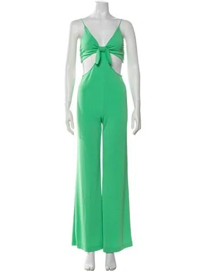 Pre-owned Alice And Olivia V-neck Jumpsuit In Green