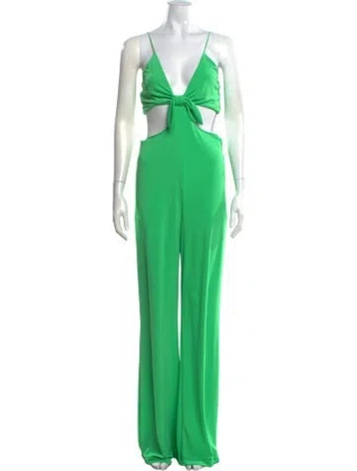 Pre-owned Alice And Olivia V-neck Jumpsuit In Green