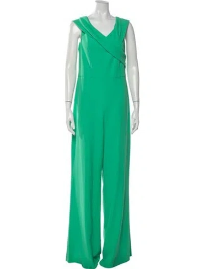 Pre-owned Alice And Olivia V-neck Jumpsuit In Green