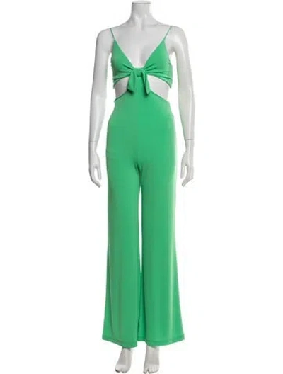 Pre-owned Alice And Olivia V-neck Jumpsuit In Green