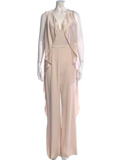 Pre-owned Alice And Olivia V-neck Jumpsuit In Neutrals