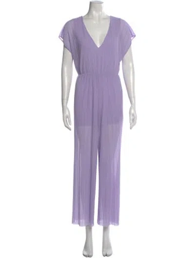 Pre-owned Alice And Olivia V-neck Jumpsuit In Purple