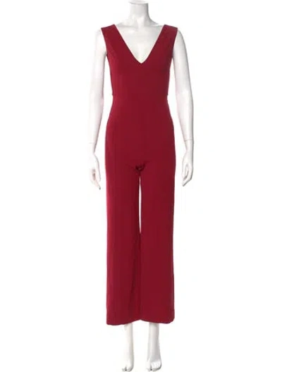 Pre-owned Alice And Olivia V-neck Jumpsuit In Red