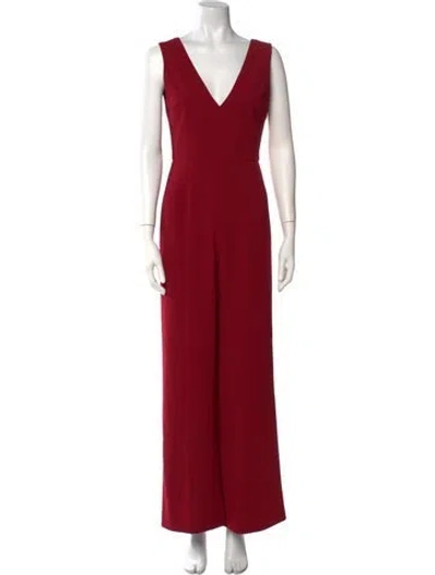 Pre-owned Alice And Olivia V-neck Jumpsuit In Red