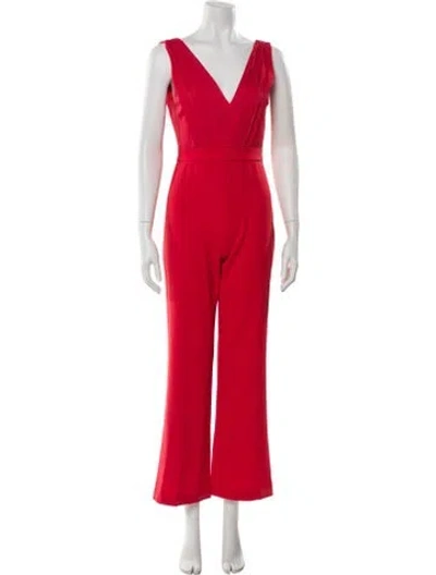 Pre-owned Alice And Olivia V-neck Jumpsuit In Red