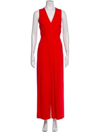 Pre-owned Alice And Olivia V-neck Jumpsuit In Red