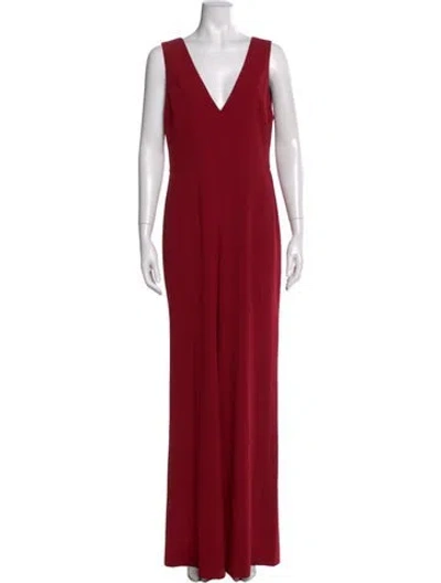 Pre-owned Alice And Olivia V-neck Jumpsuit In Red