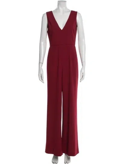 Pre-owned Alice And Olivia V-neck Jumpsuit In Red