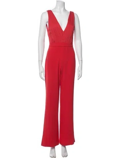 Pre-owned Alice And Olivia V-neck Jumpsuit In Red