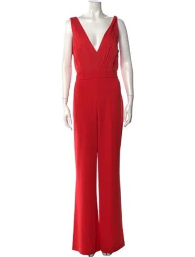 Pre-owned Alice And Olivia V-neck Jumpsuit In Red
