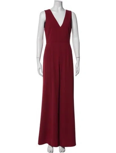 Pre-owned Alice And Olivia V-neck Jumpsuit In Red
