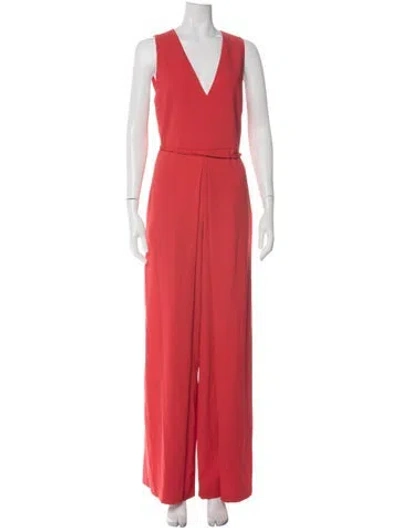 Pre-owned Alice And Olivia V-neck Jumpsuit In Red