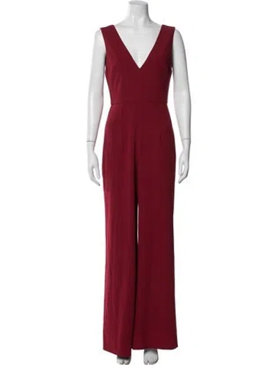 Pre-owned Alice And Olivia V-neck Jumpsuit In Red