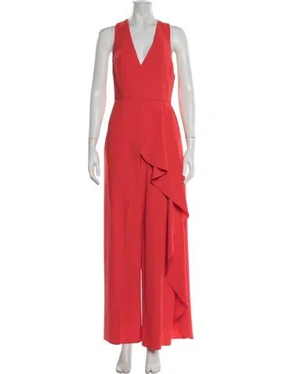 Pre-owned Alice And Olivia V-neck Jumpsuit In Red