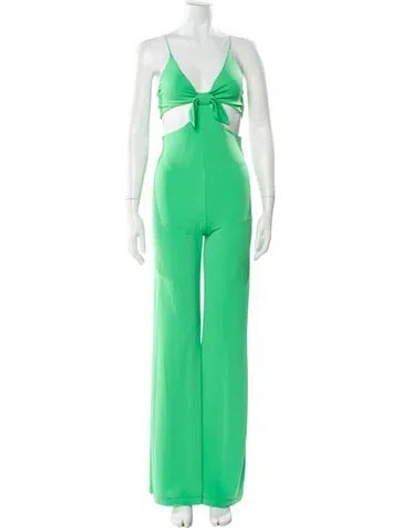 Pre-owned Alice And Olivia V-neck Jumpsuit W/ Tags In Green