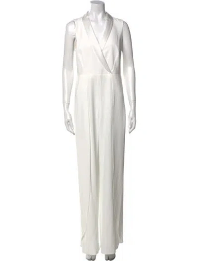 Pre-owned Alice And Olivia V-neck Jumpsuit W/ Tags In White