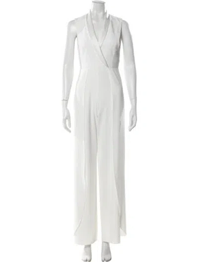 Pre-owned Alice And Olivia V-neck Jumpsuit W/ Tags In White