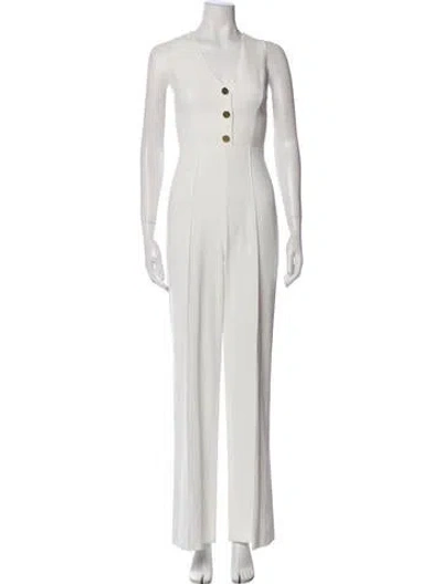 Pre-owned Alice And Olivia V-neck Jumpsuit In White