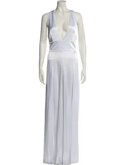 Pre-owned Alice And Olivia V-neck Jumpsuit In White