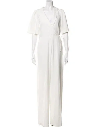 Pre-owned Alice And Olivia V-neck Jumpsuit In White
