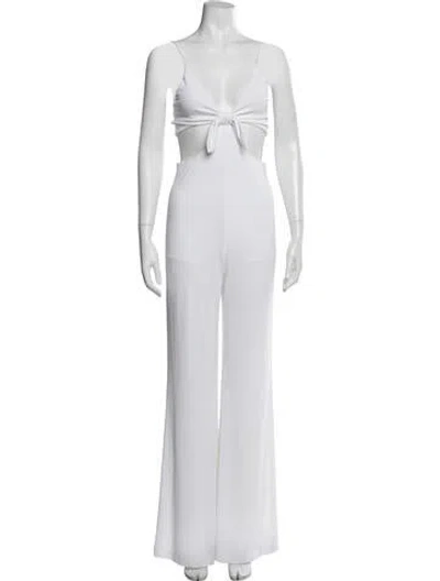 Pre-owned Alice And Olivia V-neck Jumpsuit In White