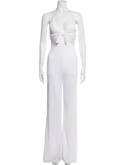 Pre-owned Alice And Olivia V-neck Jumpsuit In White