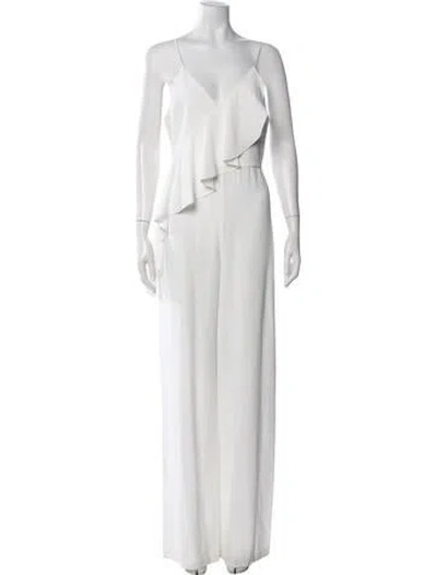 Pre-owned Alice And Olivia V-neck Jumpsuit In White