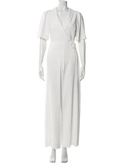 Pre-owned Alice + Olivia V-neck Jumpsuit In White