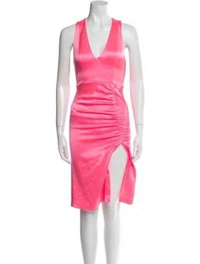 Pre-owned Alice And Olivia V-neck Knee-length Dress In Pink