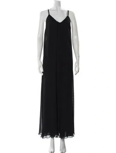 Pre-owned Alice And Olivia V-neck Long Dress In Black