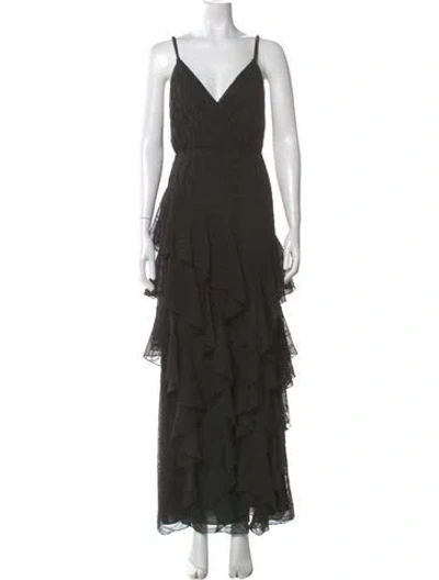 Pre-owned Alice And Olivia V-neck Long Dress In Green