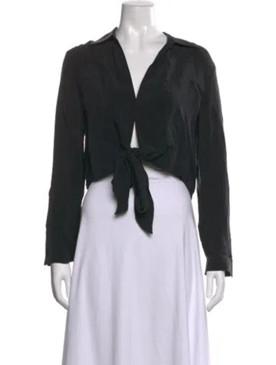 Pre-owned Alice And Olivia V-neck Long Sleeve Blouse In Black