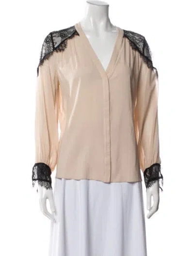 Pre-owned Alice And Olivia V-neck Long Sleeve Blouse In Blue