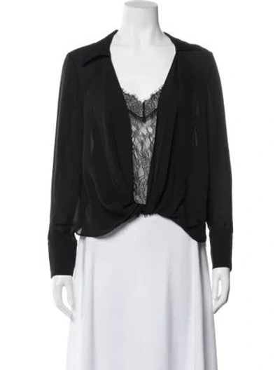 Pre-owned Alice And Olivia V-neck Long Sleeve Blouse In Blue