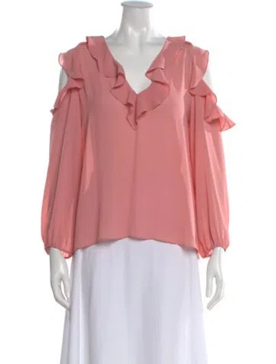 Pre-owned Alice And Olivia V-neck Long Sleeve Blouse In Pink