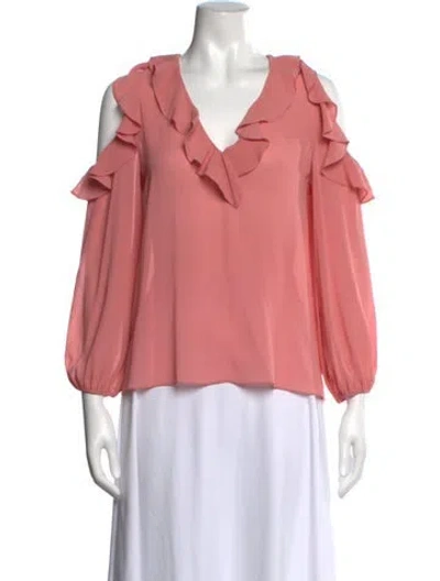 Pre-owned Alice And Olivia V-neck Long Sleeve Blouse In Pink