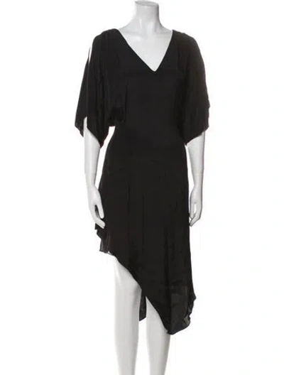 Pre-owned Alice And Olivia V-neck Midi Length Dress In Black
