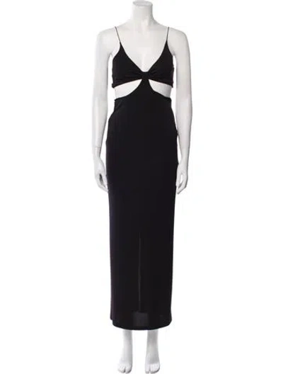 Pre-owned Alice And Olivia V-neck Midi Length Dress In Black