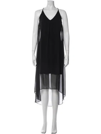 Pre-owned Alice And Olivia V-neck Midi Length Dress In Black