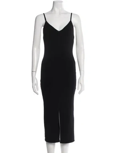 Pre-owned Alice And Olivia V-neck Midi Length Dress In Black