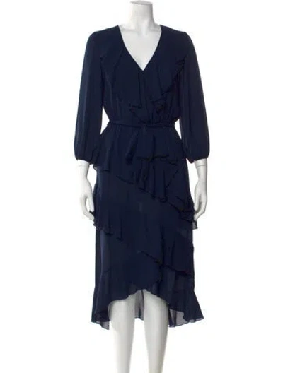 Pre-owned Alice And Olivia V-neck Midi Length Dress In Blue