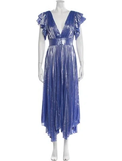 Pre-owned Alice And Olivia V-neck Midi Length Dress In Blue