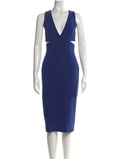 Pre-owned Alice And Olivia V-neck Midi Length Dress In Blue