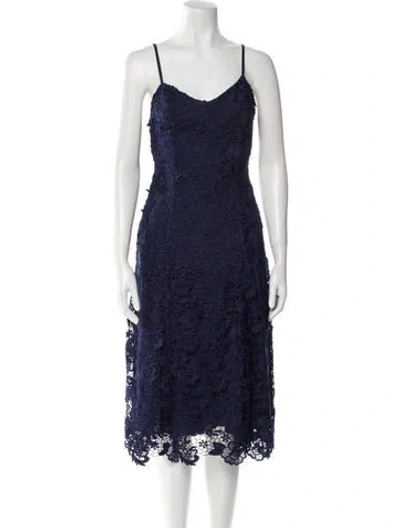 Pre-owned Alice And Olivia V-neck Midi Length Dress In Blue